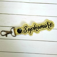 Sophomore Snap Tab Key Fob Embroidery Design